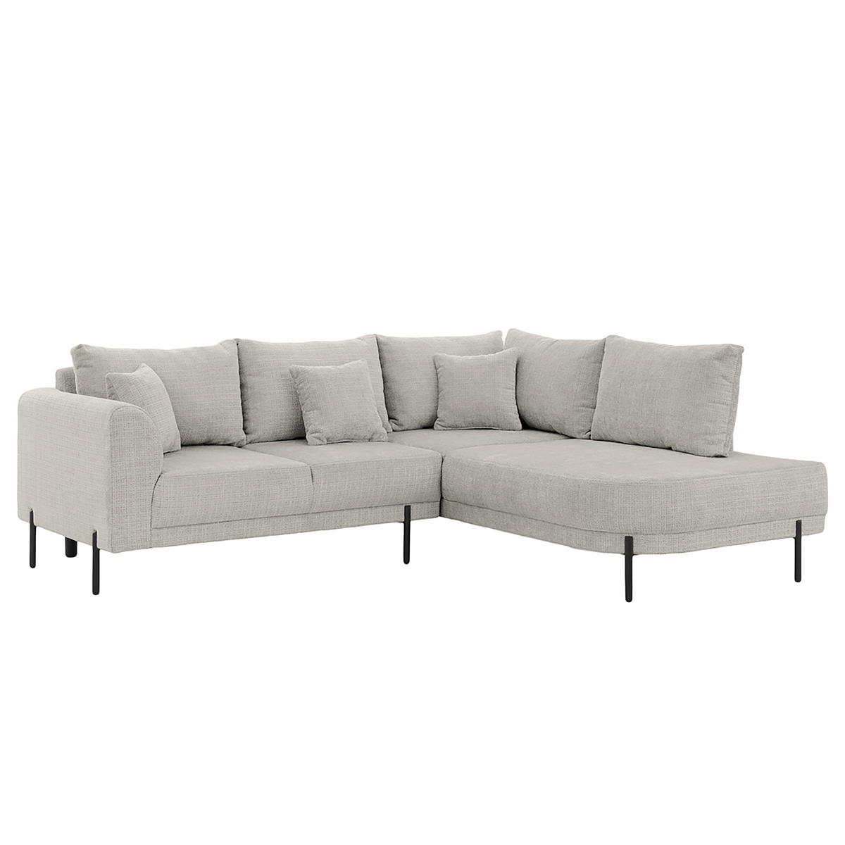 ECKSOFA Mauris Hellgrau Chenille Rückenkissen  - Hellgrau/Schwarz, Design, Kunststoff/Textil (233/200cm) - Livetastic