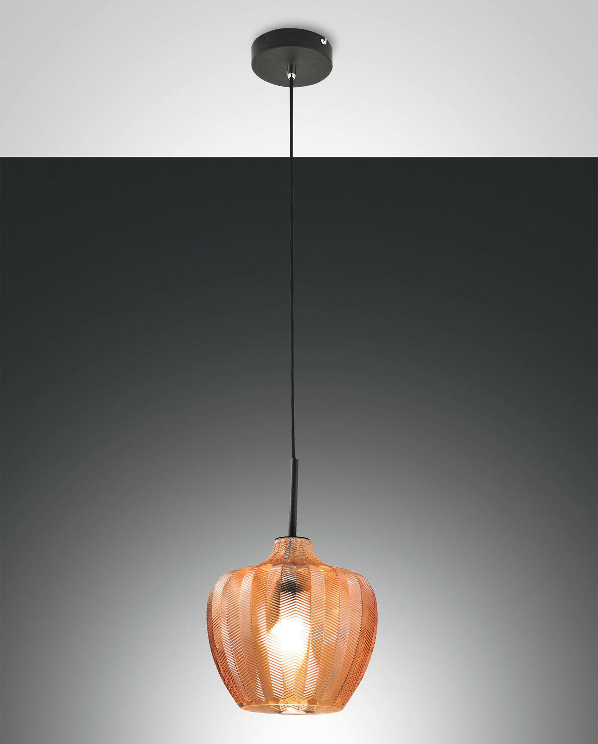 PENDELLEUCHTE Gallura 25/200 cm   - Schwarz, Design, Glas/Metall (25/200cm) - Fabas Luce
