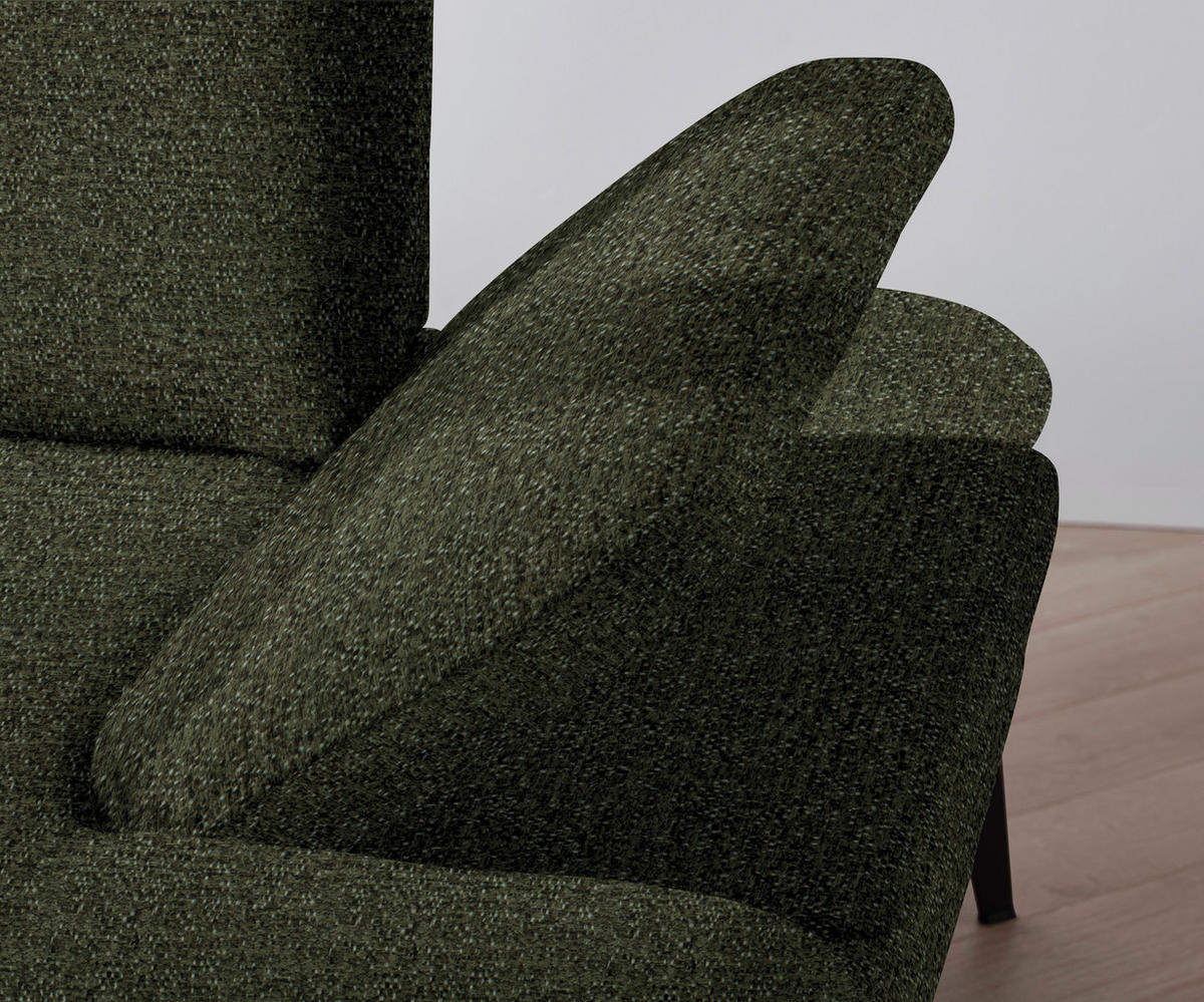 ECKSOFA in Webstoff Olivgrün  - Schwarz/Olivgrün, Design, Textil/Metall (180/289cm) - Stylife