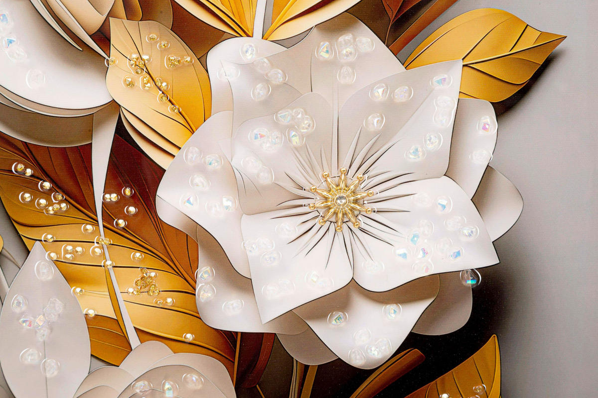 LEINWANDBILD Blumen  - Goldfarben, Basics, Holz/Textil (42/62/3.5cm)