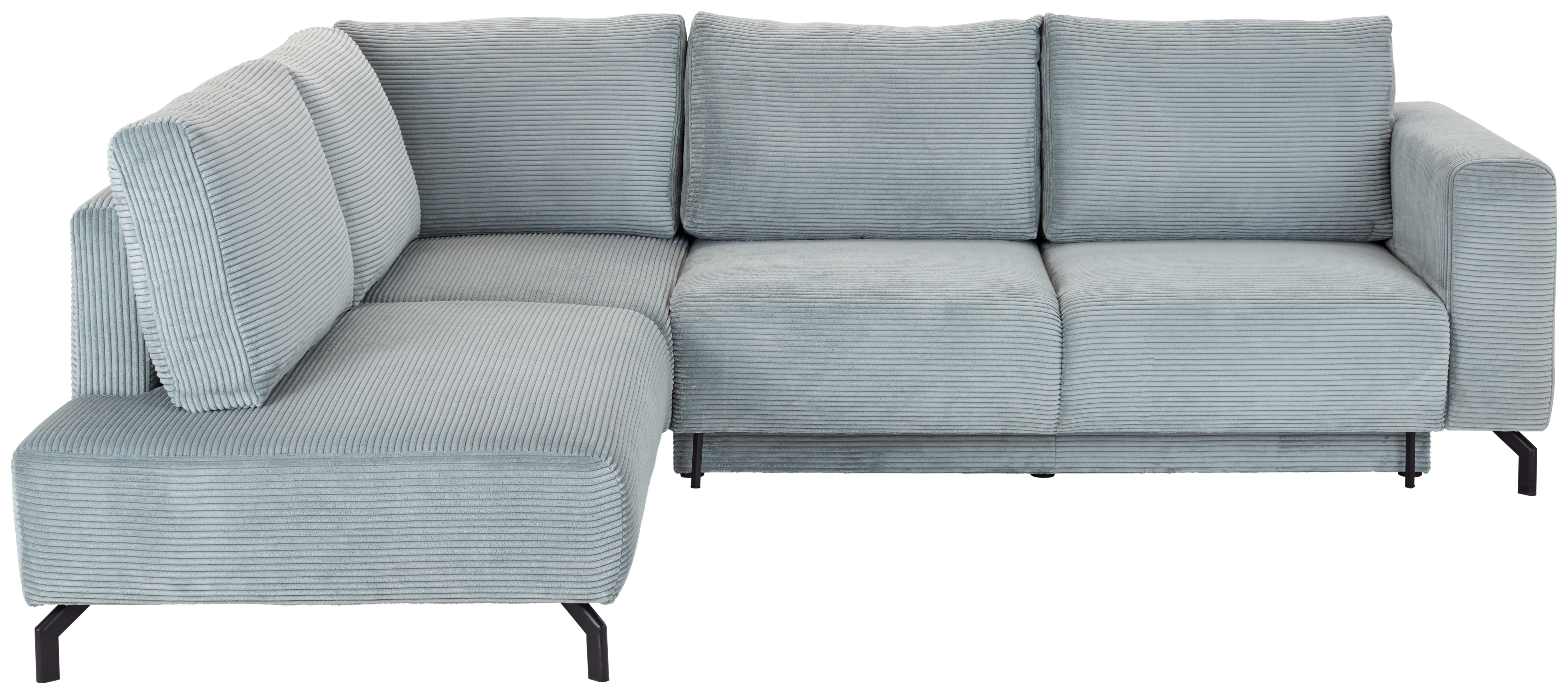 ECKSOFA Graugrün Cord  - Schwarz/Graugrün, MODERN, Textil/Metall (210/272cm) - P & B