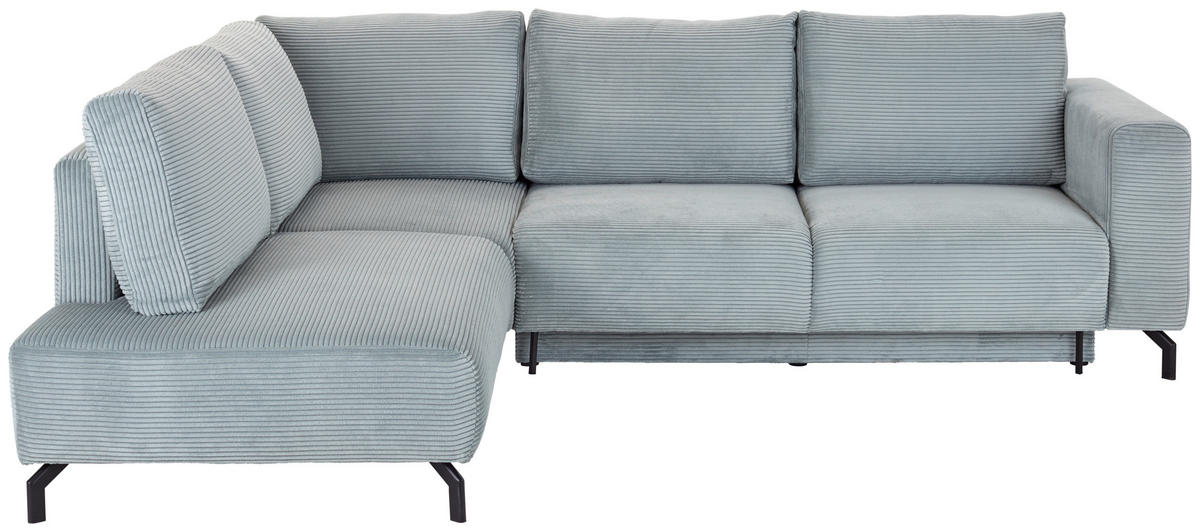 ECKSOFA Graugrün Cord  - Schwarz/Graugrün, MODERN, Textil/Metall (210/272cm) - P & B