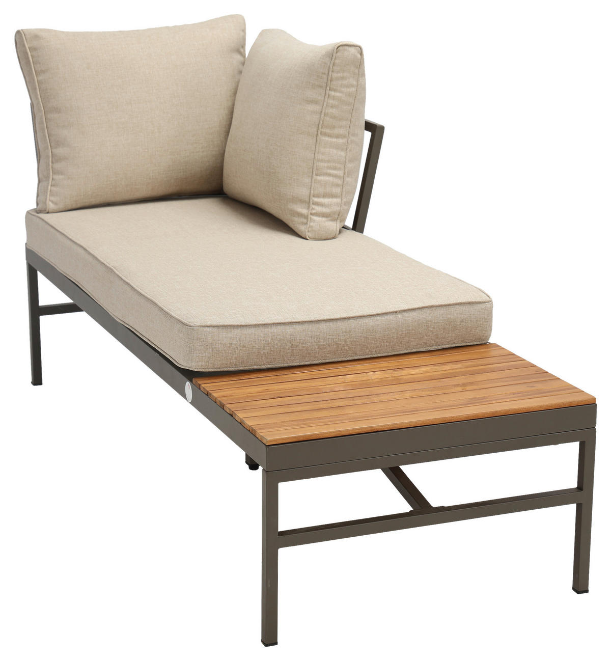 LOUNGEGARNITUR   57/35/57 cm Akazie vollmassiv Aluminium  - Beige/Beigebraun, MODERN, Holz/Textil (57/35/57cm) - Ambia Garden