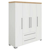 DREHTÜRENSCHRANK  in Weiß, Eichefarben  - Eichefarben/Silberfarben, Basics, Holzwerkstoff/Metall (175,8/205,9/55,6cm) - Paidi