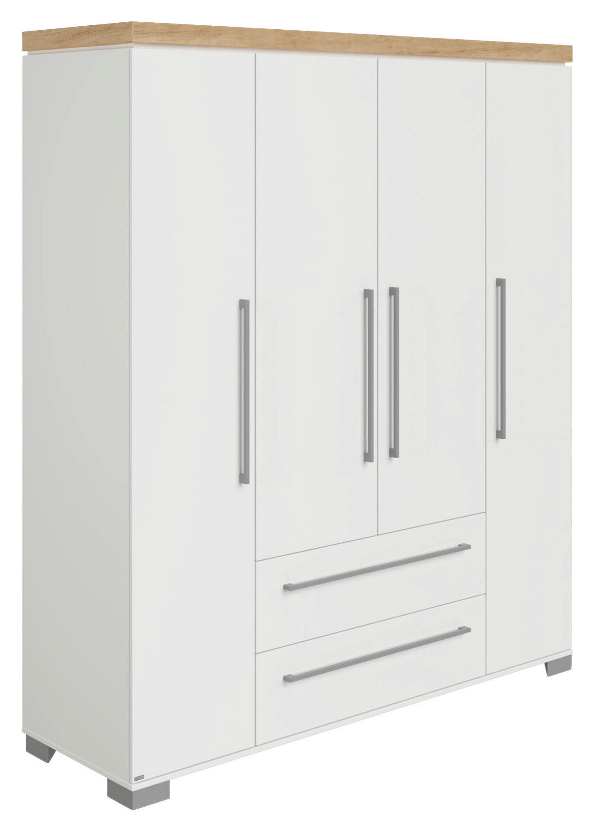 DREHTÜRENSCHRANK  in Weiß, Eichefarben  - Eichefarben/Silberfarben, Basics, Holzwerkstoff/Metall (175,8/205,9/55,6cm) - Paidi