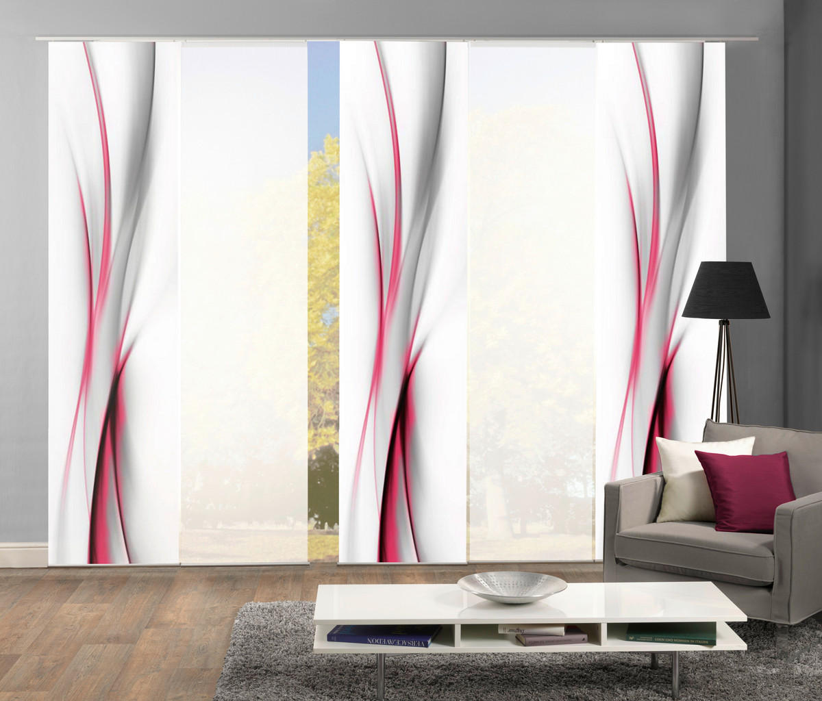 FLÄCHENVORHANG 5ER SET in Rot halbtransparent  - Rot, Design, Textil (60/245cm) - Schmidt W. Gmbh