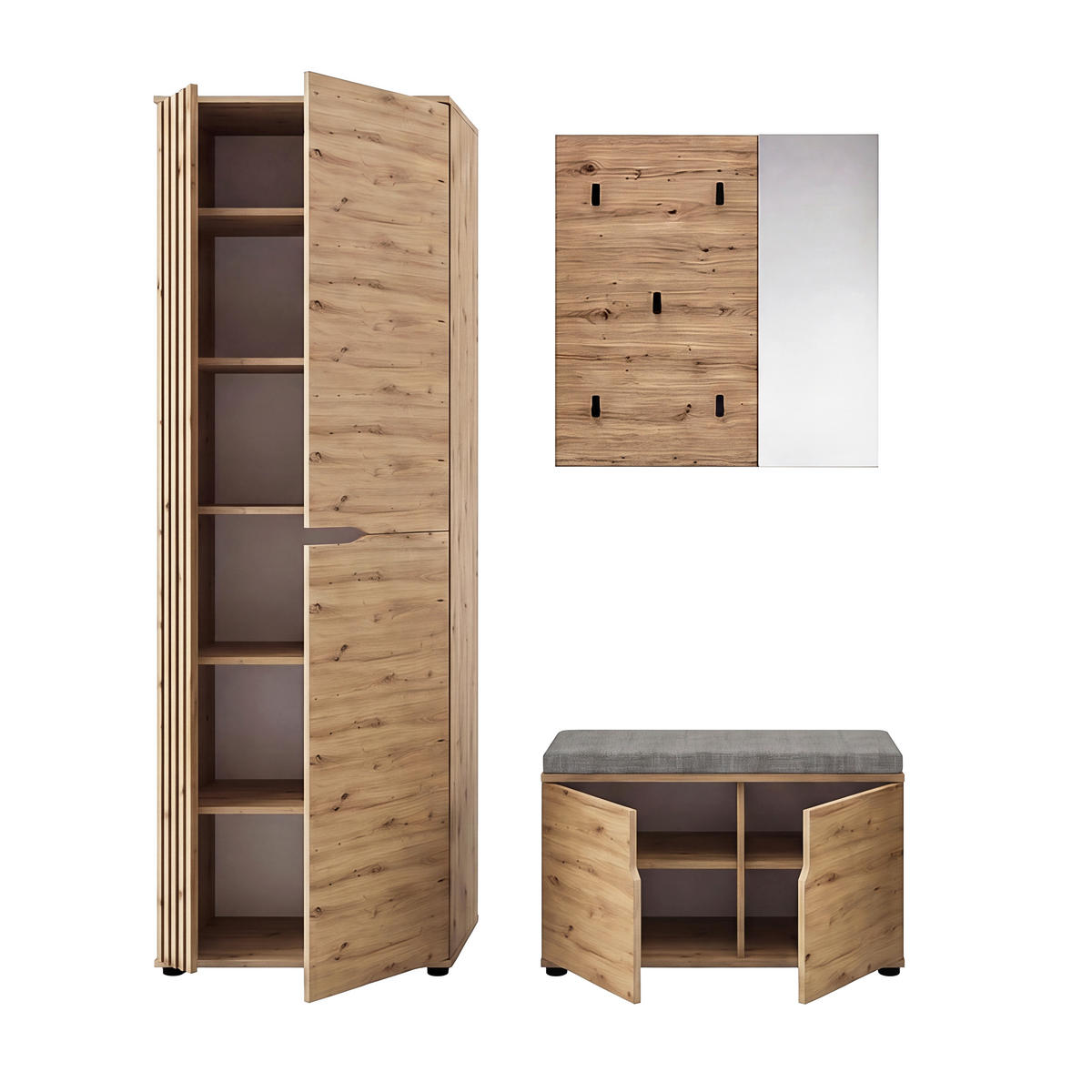GARDEROBE 3-teilig  in 160/191/37 cm  - Eiche Artisan, Design, Holzwerkstoff (160/191/37cm) - MID.YOU