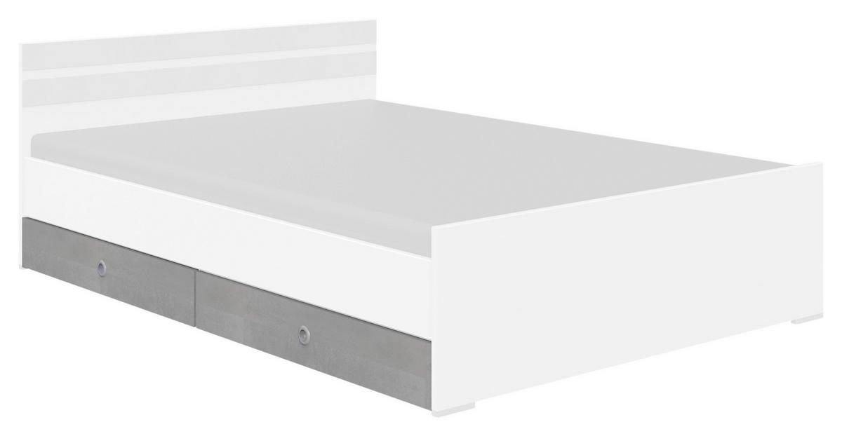 BETTKASTENSET  in Grau, Weiss  - Weiss/Grau, Konventionell, Holzwerkstoff (100/16/60cm) - Carryhome
