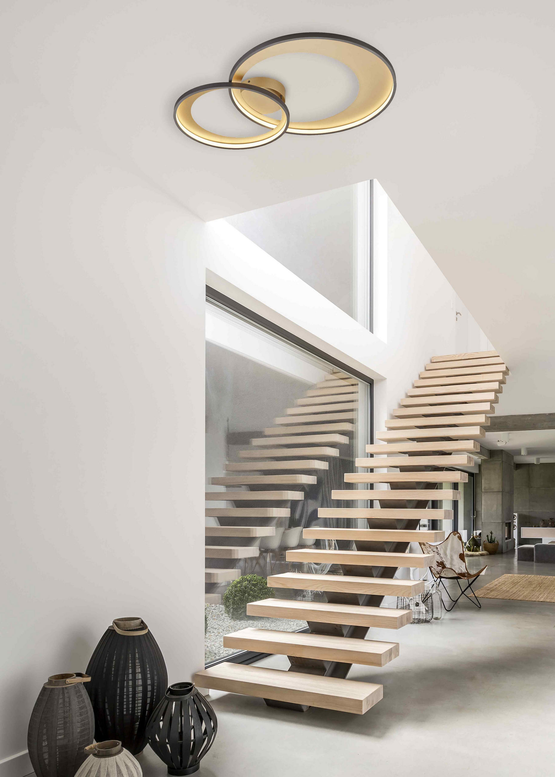 STROPNA LED-SVETILKA  Granada 36 W//3000 K/230 V/ - zlate barve/bela, Basics, kovina (85/8,5/60cm)