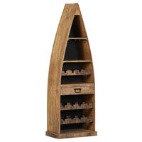 BOOTSREGAL Mangoholz massiv Naturfarben, Schwarz  - Schwarz/Naturfarben, ROMANTIK / LANDHAUS, Holz/Holzwerkstoff (60/182/36cm) - Landscape