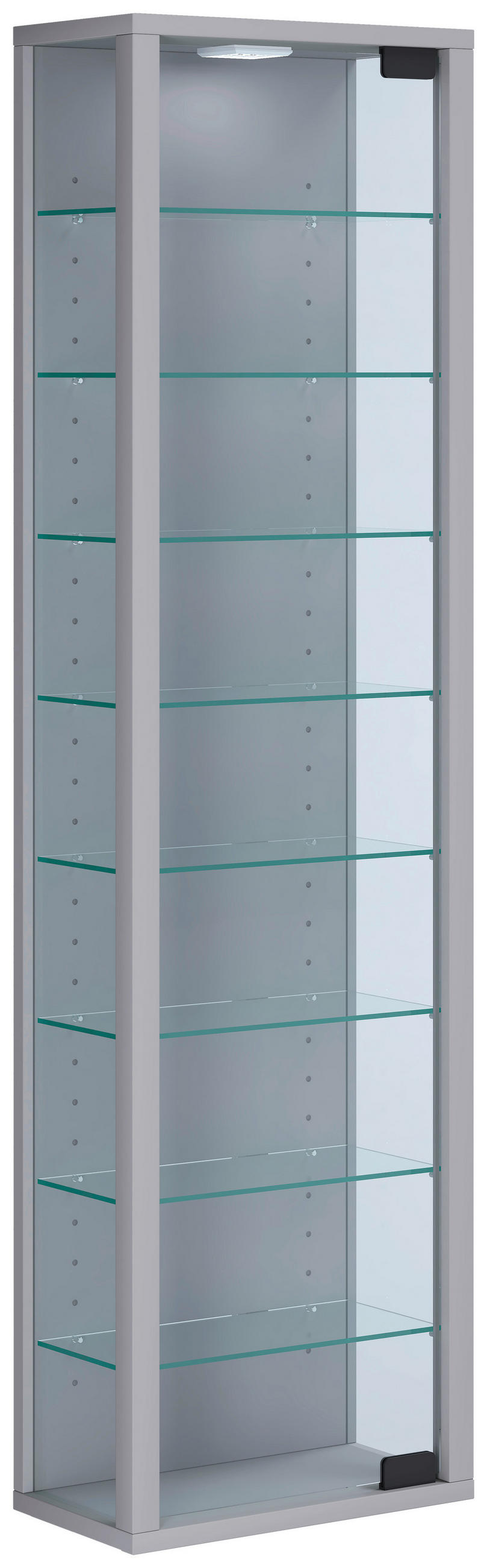 VISEČA VITRINA, srebrne barve - srebrne barve/črna, Design, umetna masa/steklo (33/113/18cm) - MID.YOU
