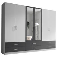 DREHTÜRENSCHRANK in Graphitfarben, Weiss  - Weiss/Alufarben, Konventionell, Glas/Holzwerkstoff (272/211/55cm) - Carryhome