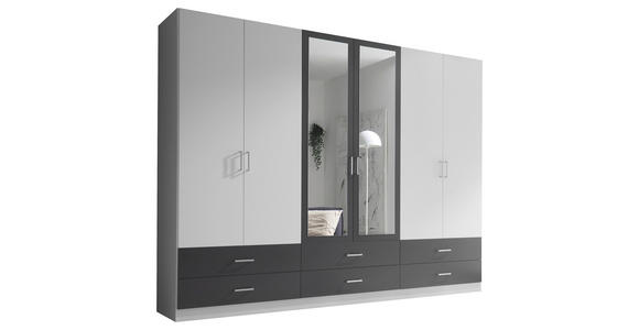 DREHTÜRENSCHRANK in Graphitfarben, Weiß - Alufarben/Graphitfarben, KONVENTIONELL, Glas/Holzwerkstoff (272/211/55cm) - Carryhome