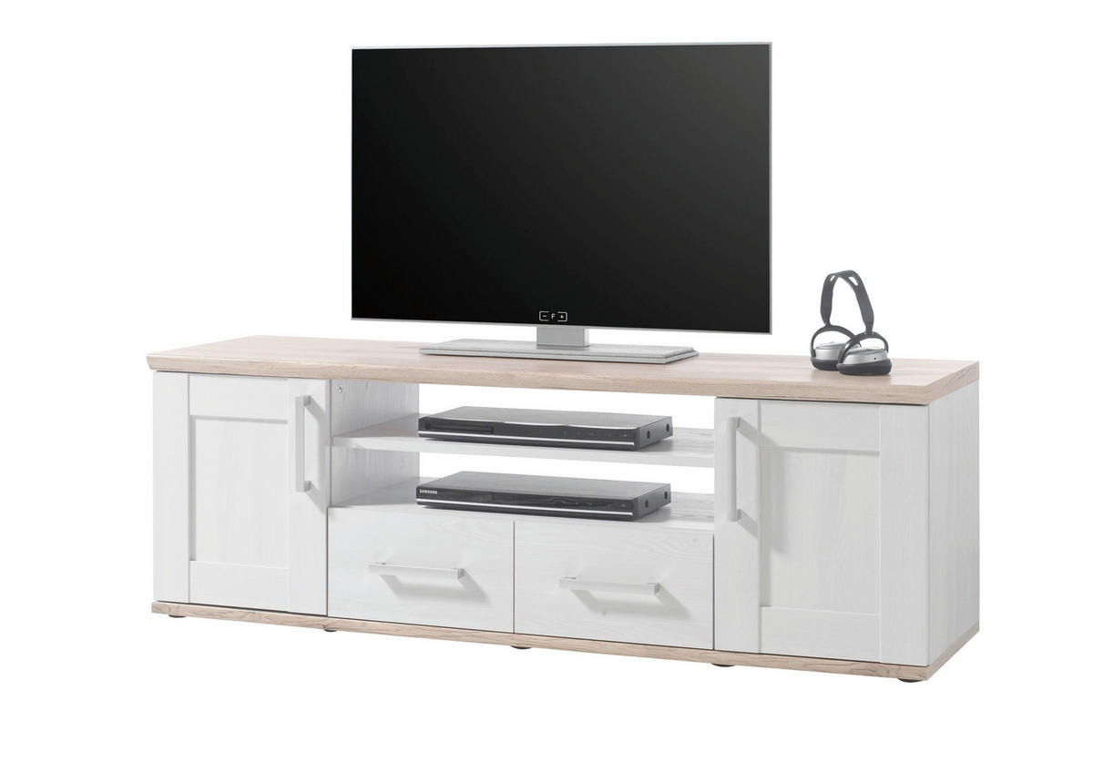 NISKA KOMODA   152/50/44 cm   smeđa, bijela   - bijela/srebrne boje, Design, drvni materijal/plastika (152/50/44cm) - Xora