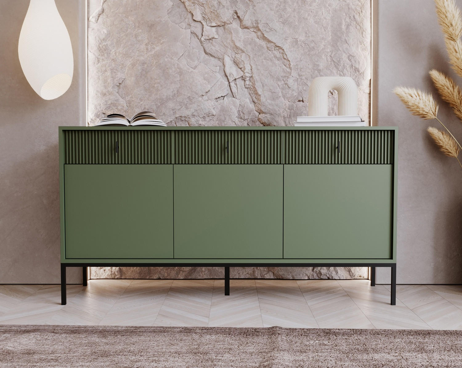 SIDEBOARD Maggiore  in 154,5/82,6/39 cm  - Goldfarben/Schwarz, Design, Holzwerkstoff/Metall (154,5/82,6/39cm) - Boxxx