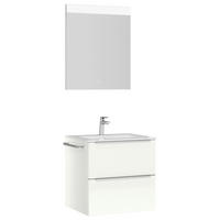 BADEZIMMER  in 61 cm  - Edelstahlfarben/Weiß Hochglanz, MODERN, Holzwerkstoff/Stein (61cm) - Nobilia