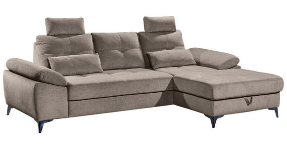 ECKSOFA Sandfarben Mikrovelours  - Sandfarben/Chromfarben, KONVENTIONELL, Kunststoff/Textil (270/170cm) - Carryhome