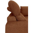 ECKSOFA Cognac Chenille  inkl. Zierkissen, Bettkasten, Schlaffunktion, Rücken echt, Kopfteilverstellung, Liegefläche im Originalstoff  - Cognac/Schwarz, KONVENTIONELL, Textil/Metall (266/185cm) - Carryhome