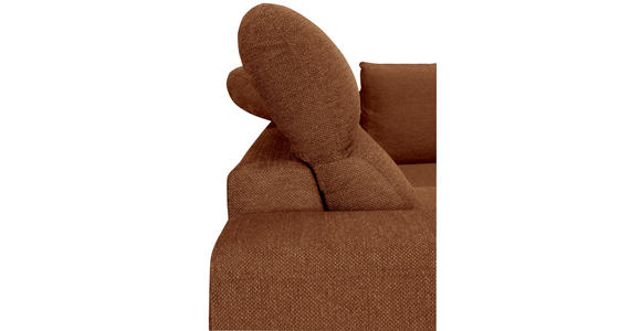 ECKSOFA Cognac Chenille  inkl. Zierkissen, Bettkasten, Schlaffunktion, Rücken echt, Kopfteilverstellung, Liegefläche im Originalstoff  - Cognac/Schwarz, KONVENTIONELL, Textil/Metall (266/185cm) - Carryhome