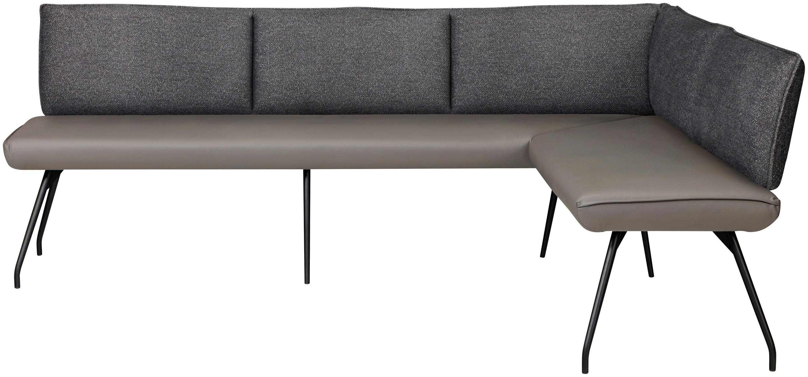 ECKBANK 225/155 cm Mikrofaser Anthrazit   - Anthrazit/Schwarz, Design, Textil/Metall (225/155cm) - Moderano