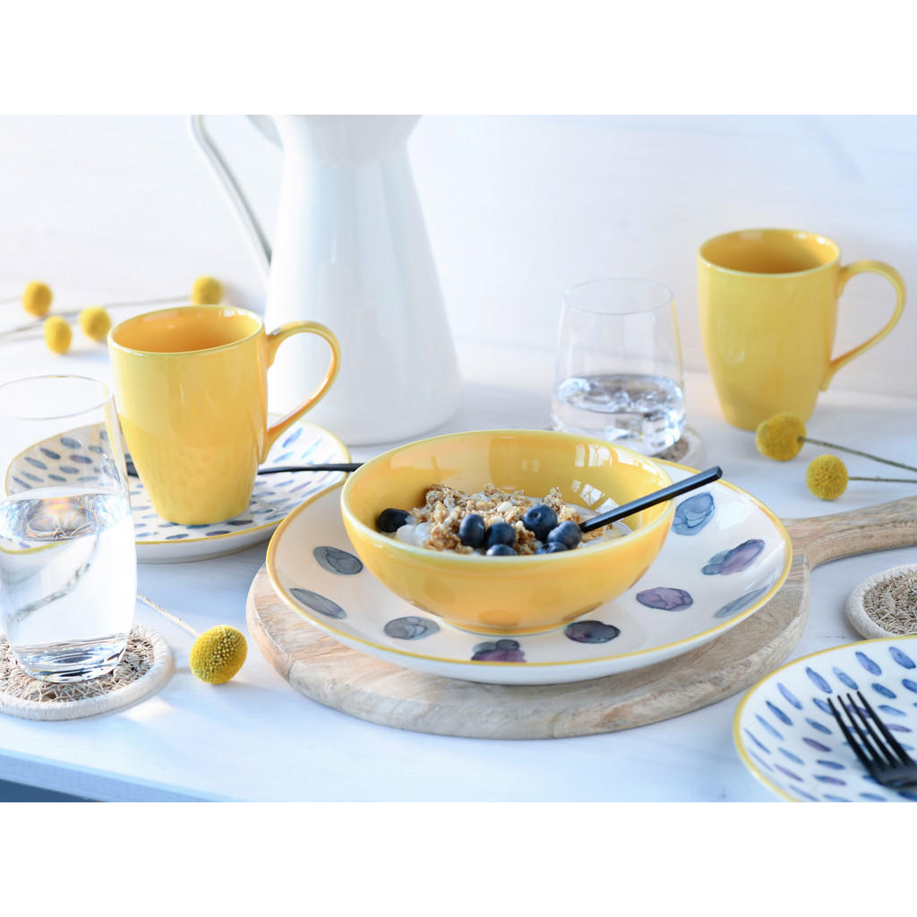Thumbnail - Creatable Kombiservice Maisie, Blau, Gelb, Weiß, Keramik, 16-teilig, Punkte, 300 ml,400 ml, handbemalt, lebensmittelecht...