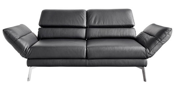 ZWEISITZER-SOFA in Echtleder Schwarz - Chromfarben/Schwarz, Design, Leder/Metall (172-226/83/96cm) - Dieter Knoll