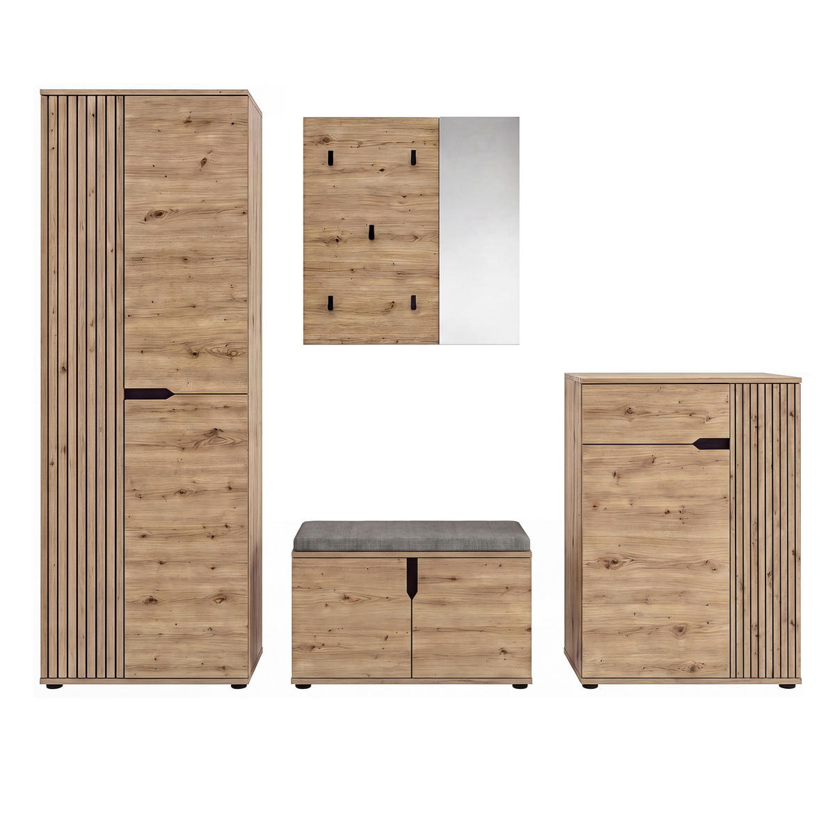 GARDEROBE 4-teilig  in 255/191/37 cm  - Eiche Artisan, Design, Holzwerkstoff (255/191/37cm) - MID.YOU