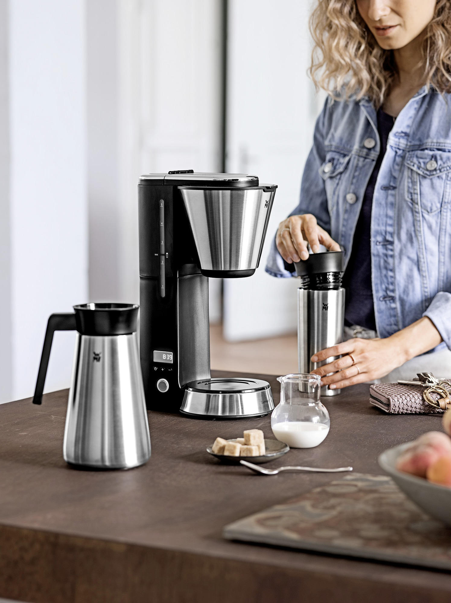 THERMO-KAFFEEMASCHINE Küchenminis  - Silberfarben/Schwarz, Basics, Metall - WMF