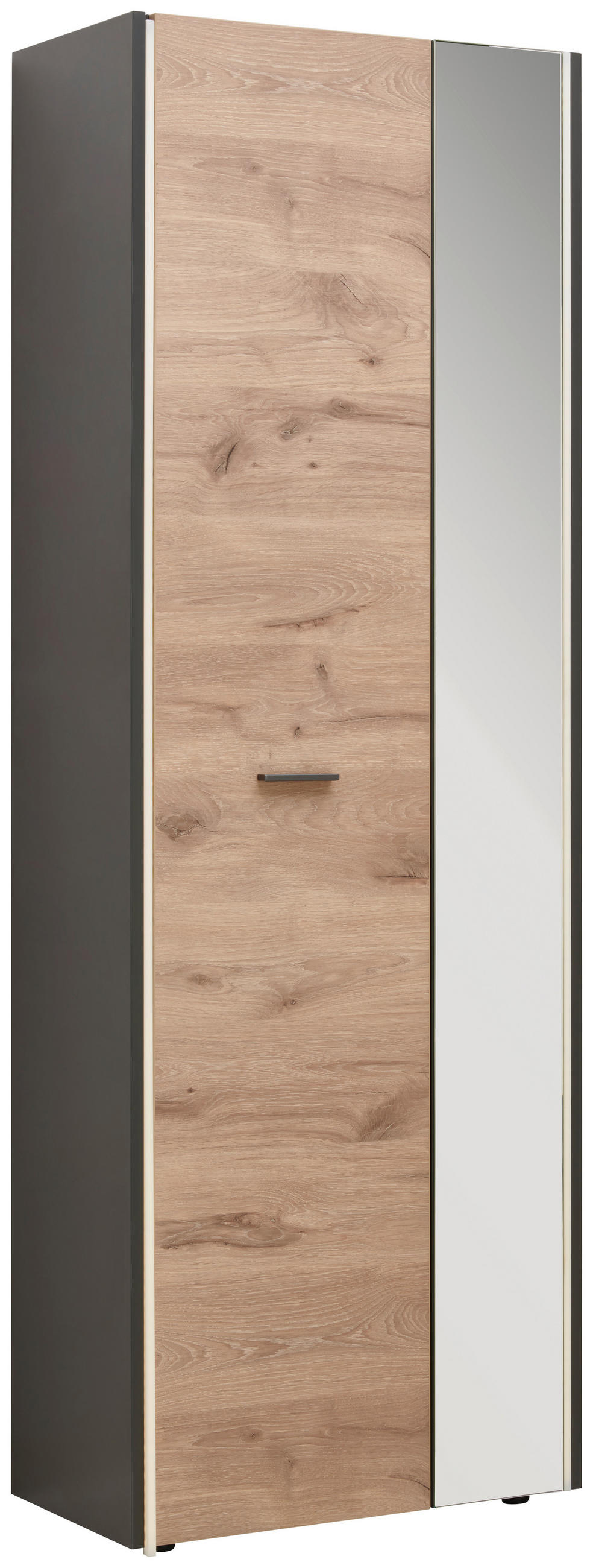 GARDEROBENSCHRANK  in 66/192/37 cm  - Eichefarben/Schwarz, Design, Holzwerkstoff/Kunststoff (66/192/37cm) - Hom`in