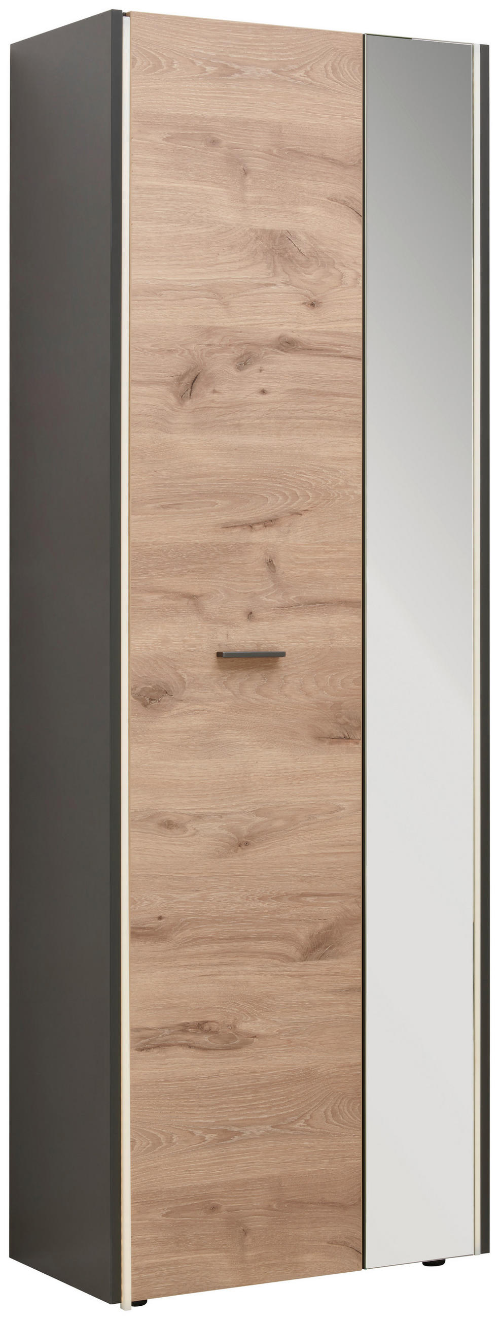 Hom`in Garderobenschrank Grau, Eiche 66x192x37 cm