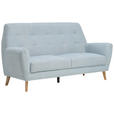 3-SITZER-SOFA in Webstoff Blau  - Blau/Eichefarben, Design, Holz/Kunststoff (200/105/84cm) - Carryhome
