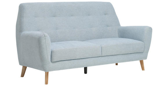 3-SITZER-SOFA in Webstoff Blau - Blau/Eichefarben, Design, Holz/Kunststoff (200/105/84cm) - Carryhome