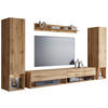 WOHNWAND 4-teilig  in Eiche Wotan  245/130/32 cm  - Eiche Wotan, Basics, Holzwerkstoff (245/130/32cm) - P & B
