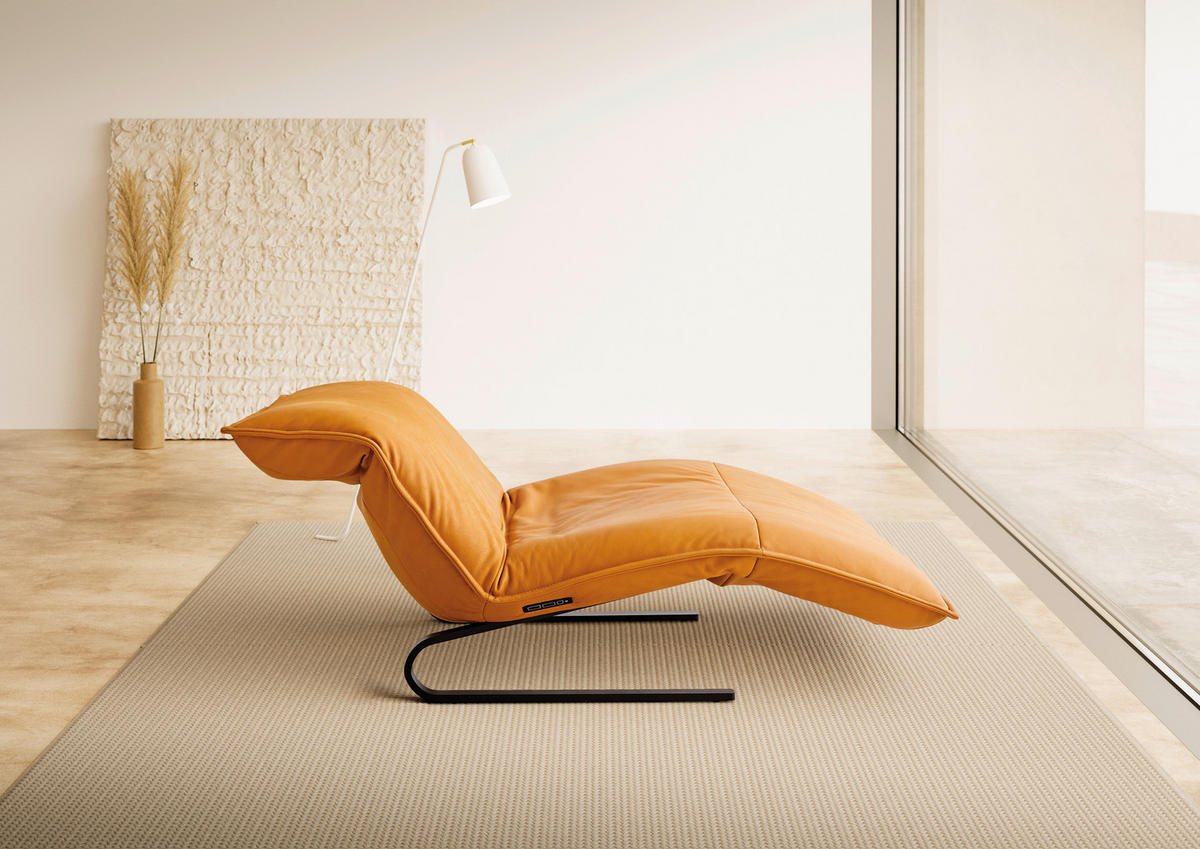 RELAXLIEGE Echtleder Orange  - Beige/Schwarz, Design, Leder/Metall (86/42-83/141-180cm) - Koinor