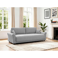 SCHLAFSOFA  in Flachgewebe, Struktur Hellgrau  - Hellgrau/Schwarz, Design, Textil (244/88/100cm) - P & B
