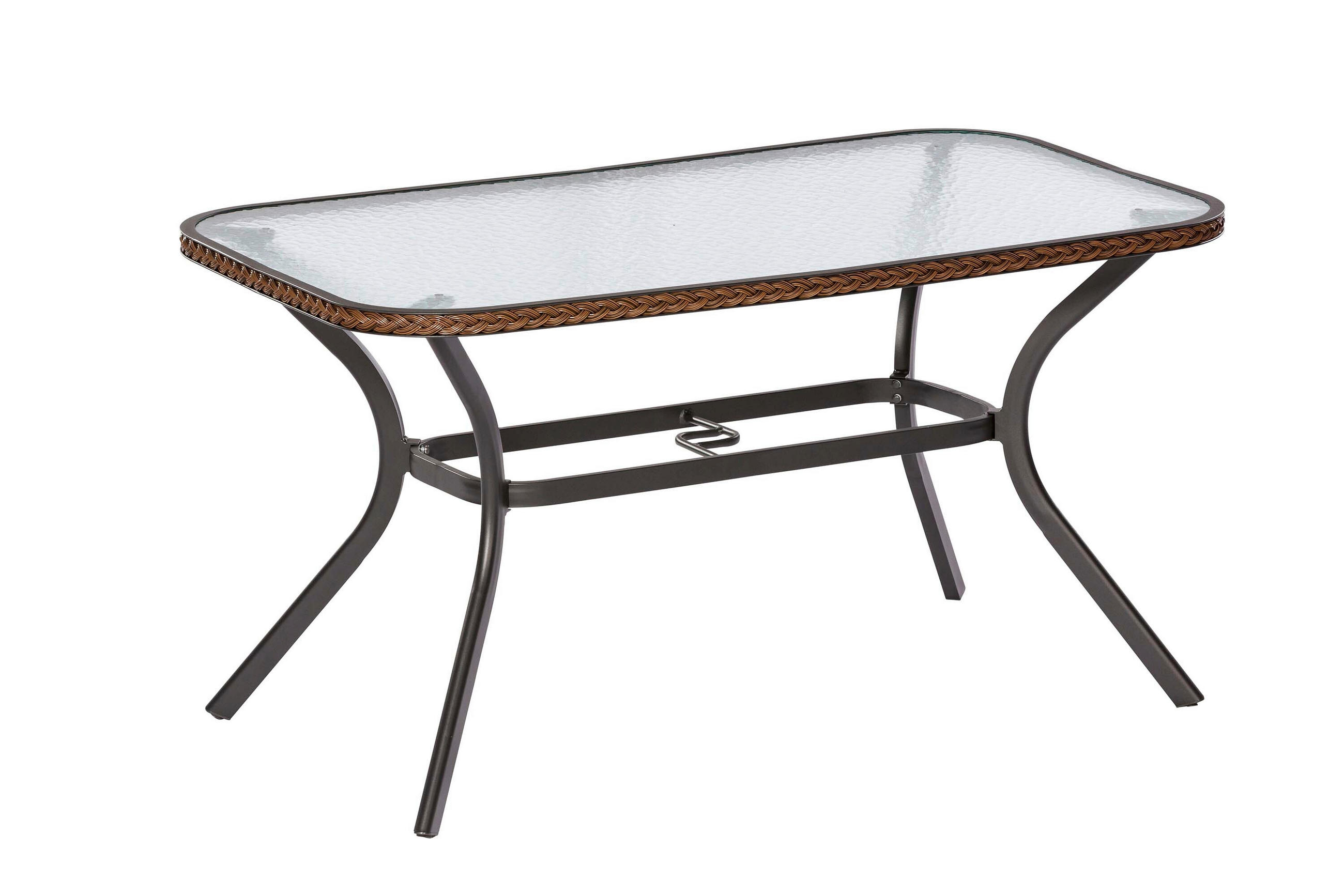 GARTENTISCH 150/85/74 cm Metall, Kunststoff, Glas rechteckig  - Dunkelbraun/Graphitfarben, KONVENTIONELL, Glas/Kunststoff (150/85/74cm) - Gardenson