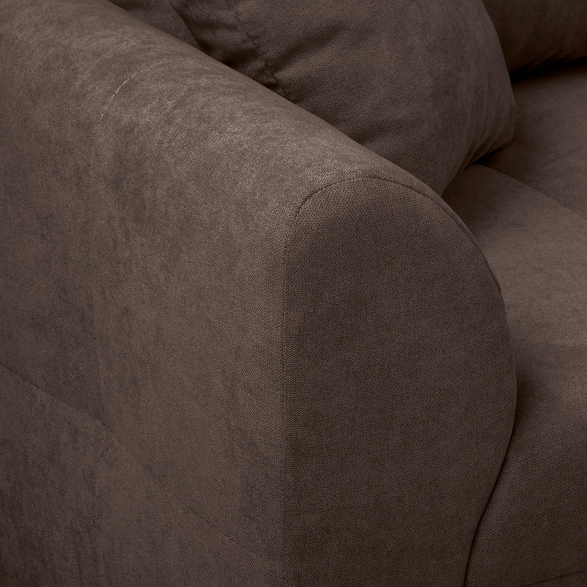 ECKSOFA inkl. Hocker Ariella Graubraun Mikrofaser  - Graubraun/Naturfarben, Design, Holz/Textil (161/231cm) - Livetastic