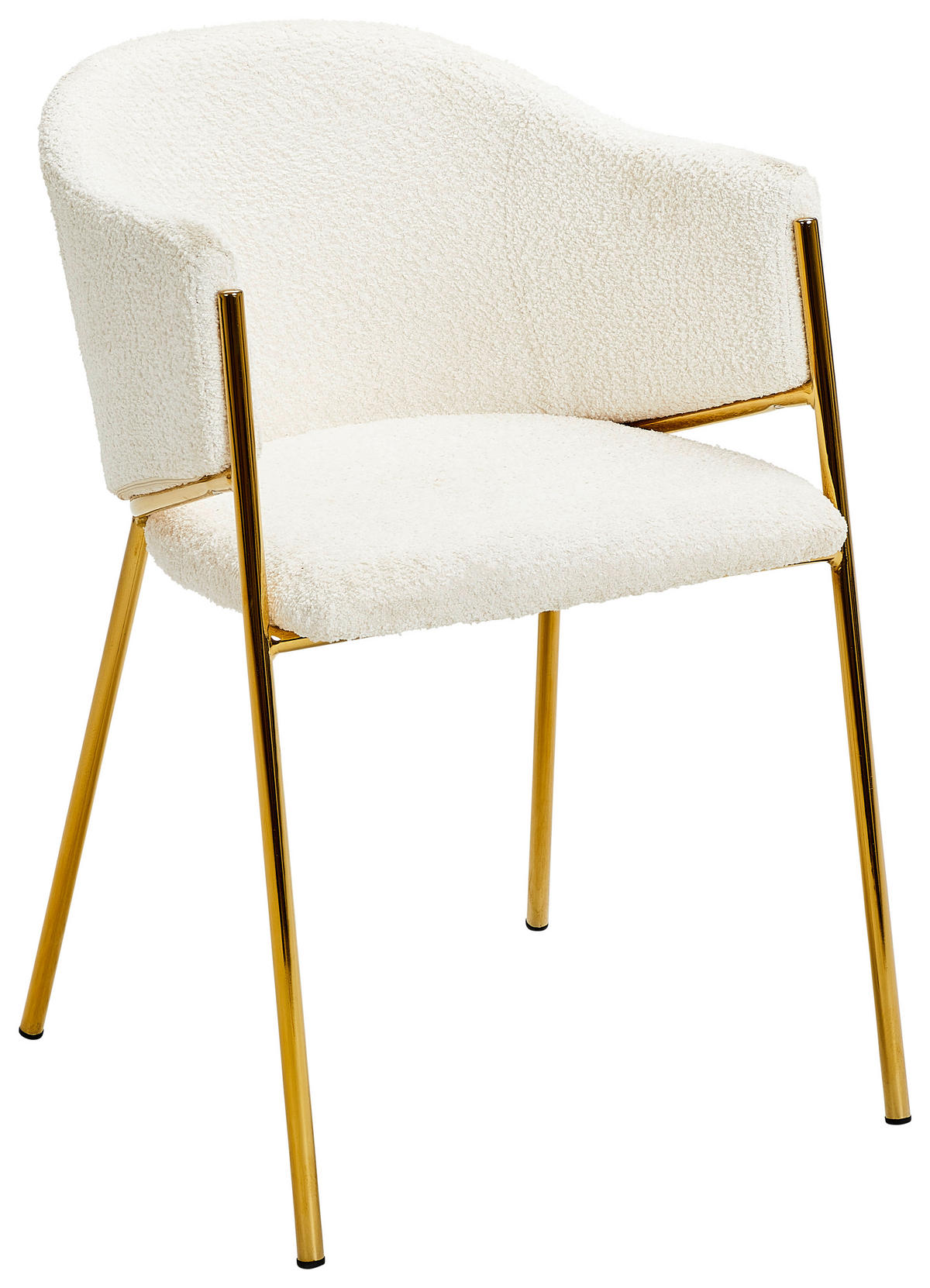 ARMLEHNSTUHL  in Eisen Bouclé  - Goldfarben/Weiß, Design, Textil/Metall (53/78/61cm) - Ambia Home