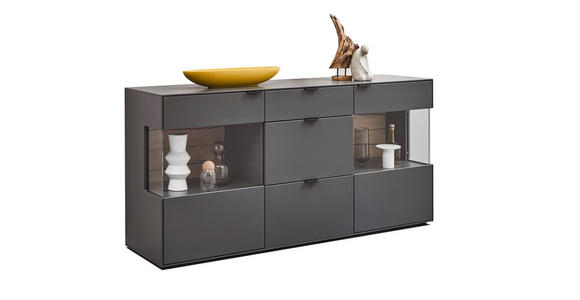 SIDEBOARD  in 181,9/87,9/45,2 cm  - Eichefarben/Graphitfarben, Design, Glas/Holzwerkstoff (181,9/87,9/45,2cm) - Dieter Knoll