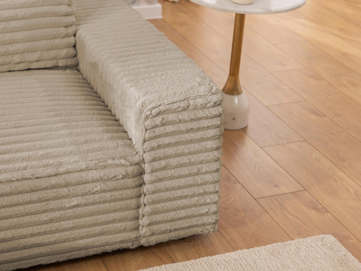 ECKSOFA Curduroy in Cord Hellbraun Rückenkissen  251/142 cm  - Hellbraun/Schwarz, Design, Kunststoff/Textil (251/142cm) - P & B