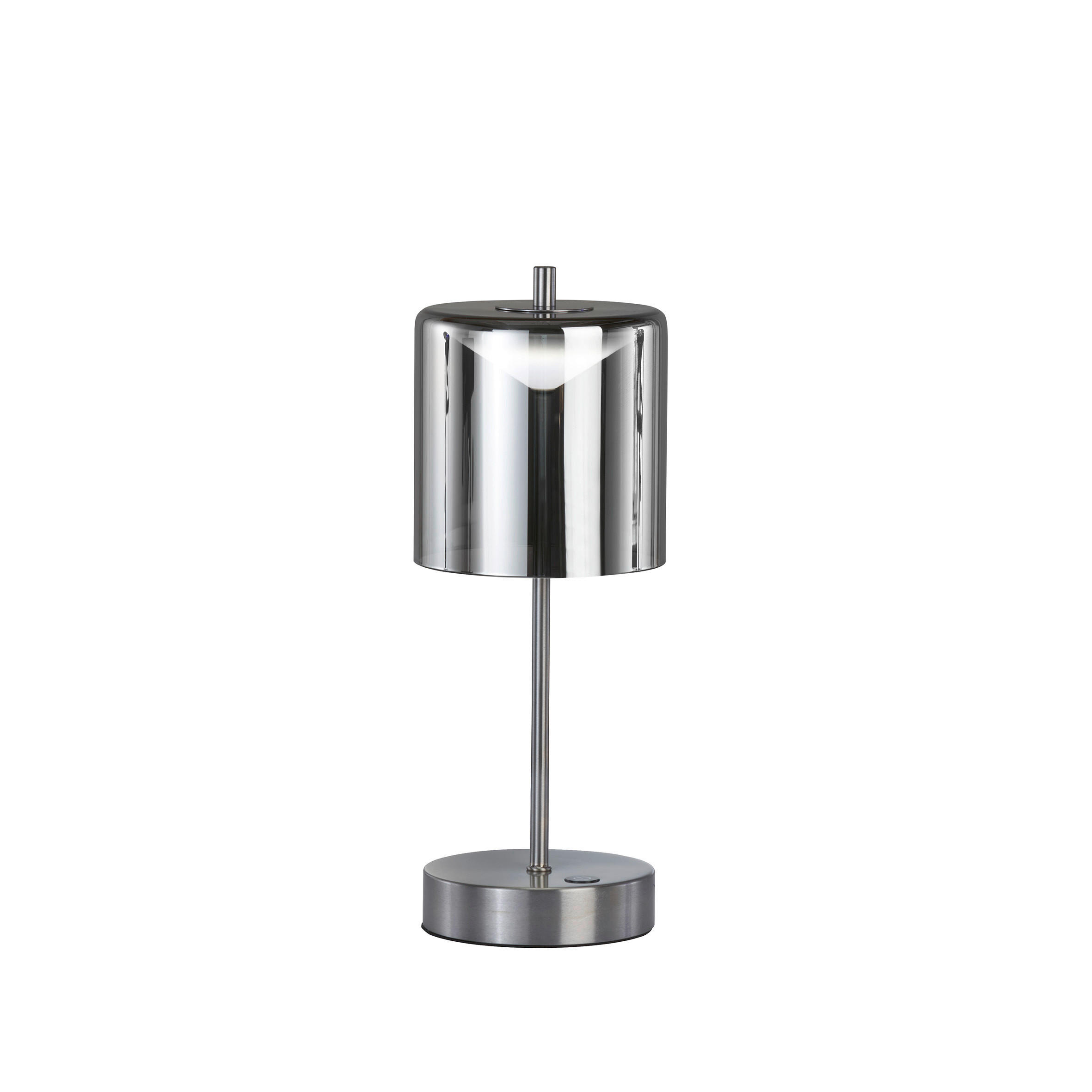 AKKU-TISCHLEUCHTE Riva 13/34,50 cm   - Schwarz/Nickelfarben, Design, Glas/Metall (13/34,50cm)