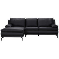 ECKSOFA Schwarz Echtleder  - Schwarz, Design, Leder (158/248cm) - MID.YOU