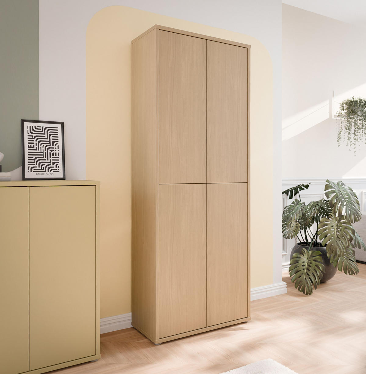 SCHUHSCHRANK Eichefarben  - Eichefarben/Grau, MODERN, Holzwerkstoff/Kunststoff (74,5/191.9/34,9cm) - Carryhome