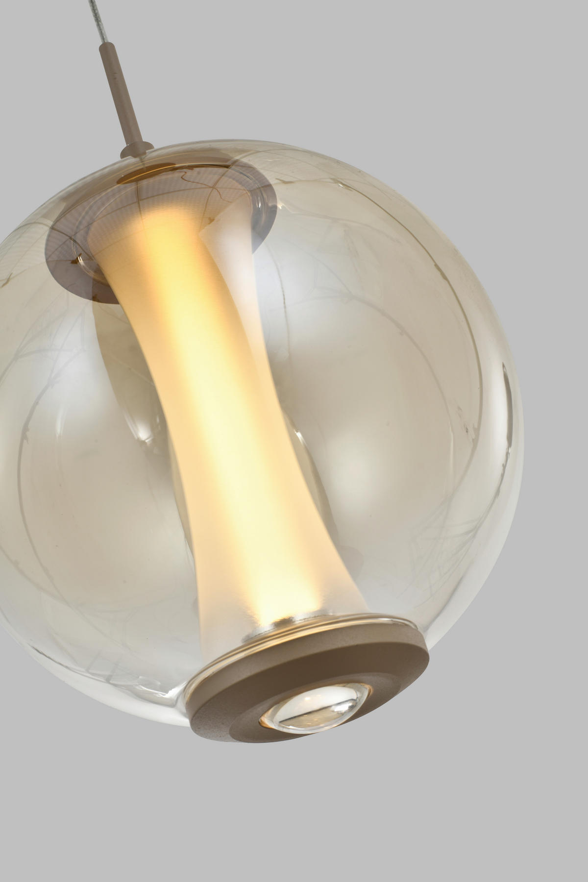 ZÁVĚSNÉ LED SVÍTIDLO, 18/150/18 cm  - pískové barvy, Design, kov/sklo (18/150/18cm)