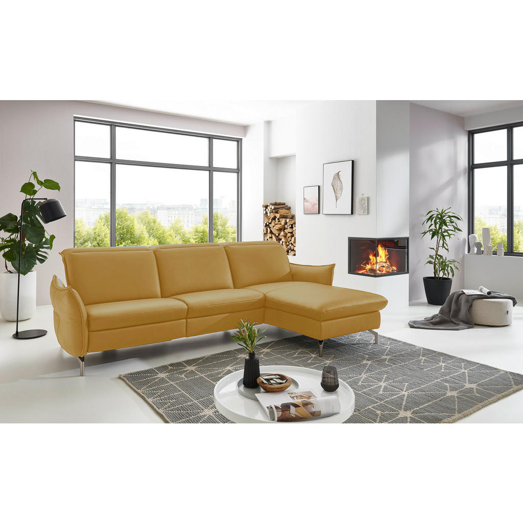 Thumbnail - Livetastic Ecksofa, Gelb, Textil, 4-Sitzer, Ottomane rechts, L-Form, 263x179 cm, Hocker erhältlich, Armteil links, recht...
