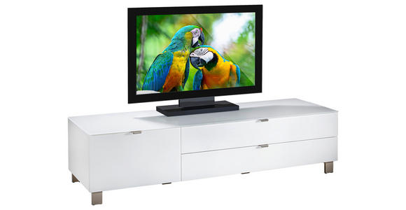 TV-ELEMENT 165/41,1/52,2 cm - Edelstahlfarben/Weiß, Design, Glas/Holzwerkstoff (165/41,1/52,2cm) - Hom`in