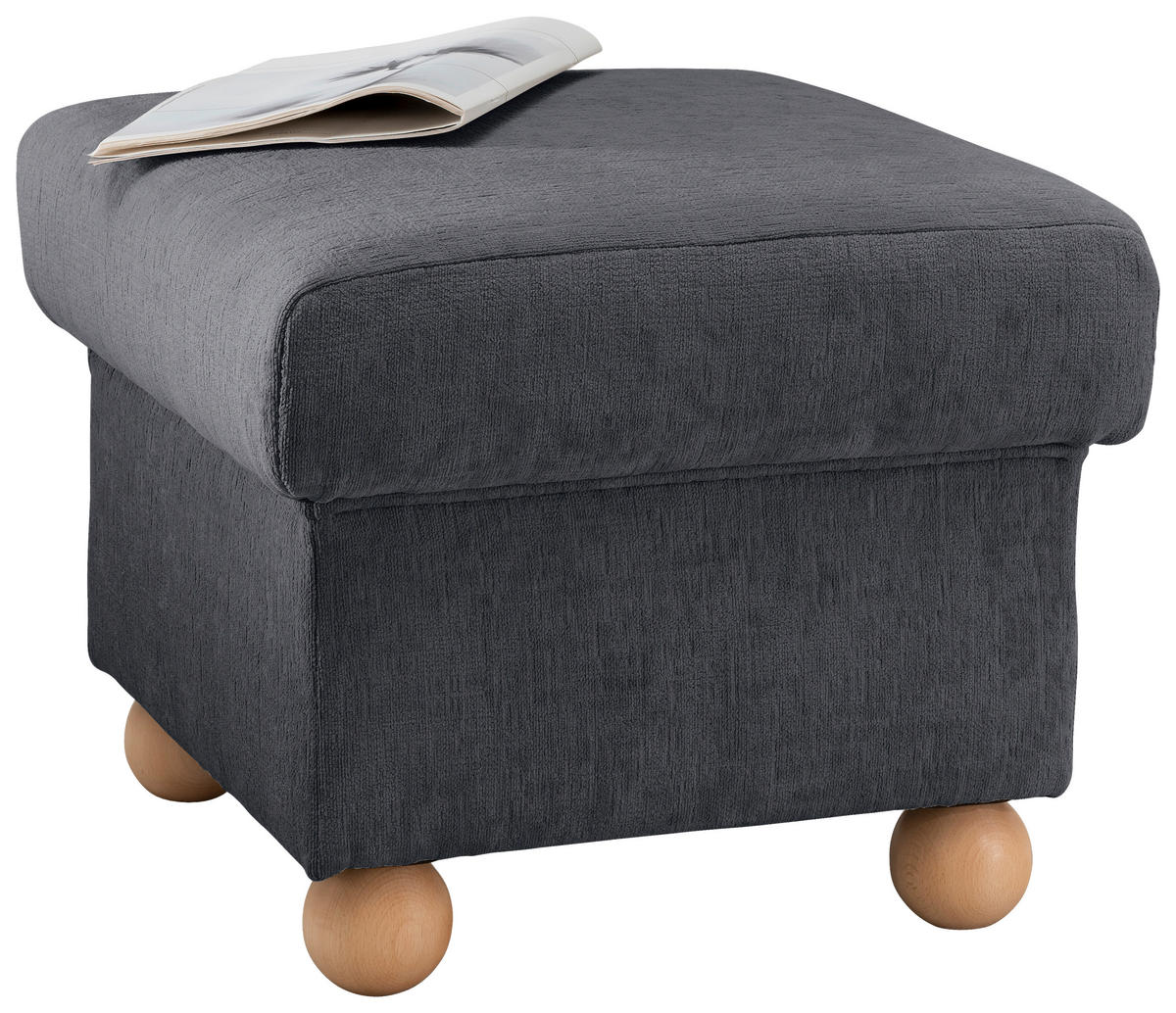 HOCKER Mikrofaser Anthrazit  - Wildeiche/Anthrazit, KONVENTIONELL, Holz/Textil (56/46/56cm) - Livetastic