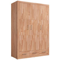 DREHTÜRENSCHRANK  in Kernbuche  - Silberfarben/Kernbuche, Natur, Holz/Holzwerkstoff (145/212/60cm) - Linea Natura