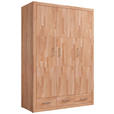 DREHTÜRENSCHRANK  in Kernbuche  - Silberfarben/Kernbuche, Natur, Holz/Holzwerkstoff (145/212/60cm) - Linea Natura