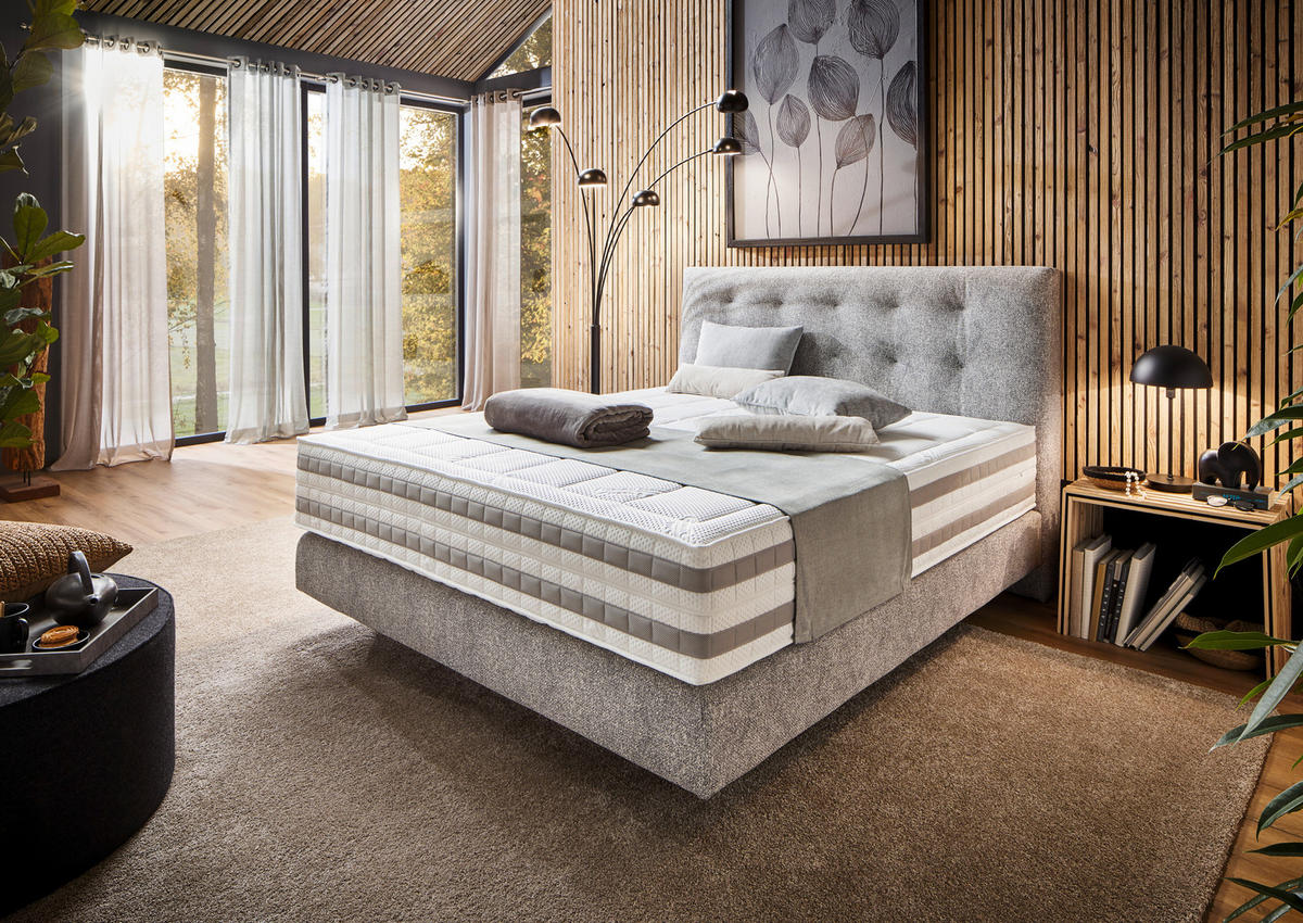 BOXSPRINGBETT 180/200 cm  in Grau  - Schwarz/Grau, KONVENTIONELL, Kunststoff/Textil (180/200cm) - Dieter Knoll